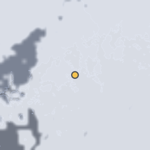 고흥 남열해돋이해수욕장 주변 약 150km의 01:12 위성 구름 - 흰색이 구름, 가운데 노란 점이 관측지