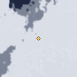 하동 평사리공원 캠핑장 주변 약 150km의 01:12 위성 구름 - 흰색이 구름, 가운데 노란 점이 관측지