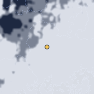 합천 황매산 오토캠핑장 주변 약 150km의 01:12 위성 구름 - 흰색이 구름, 가운데 노란 점이 관측지