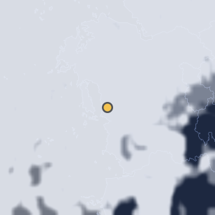 충청수영해안경관전망대 주변 약 150km의 01:12 위성 구름 - 흰색이 구름, 가운데 노란 점이 관측지